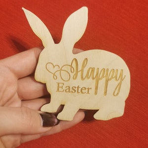 Etichetta personalizzata per coniglietto pasquale, decorazione per uova in legno, etichetta per cestino tagliata al laser, ornamento per nome pasquale, arredamento felice di Pasqua, regalo personalizzato per bambini