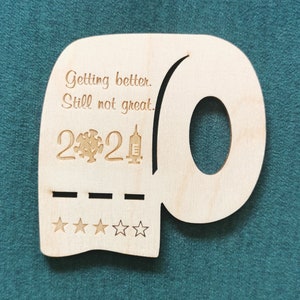 Carta igienica Vaccinato Gag Regalo 2021 Appendere Pandemia Quarantena Decorazione in legno Taglio laser Albero di Natale Ornamento Sopravvissuto Tag Colleghi