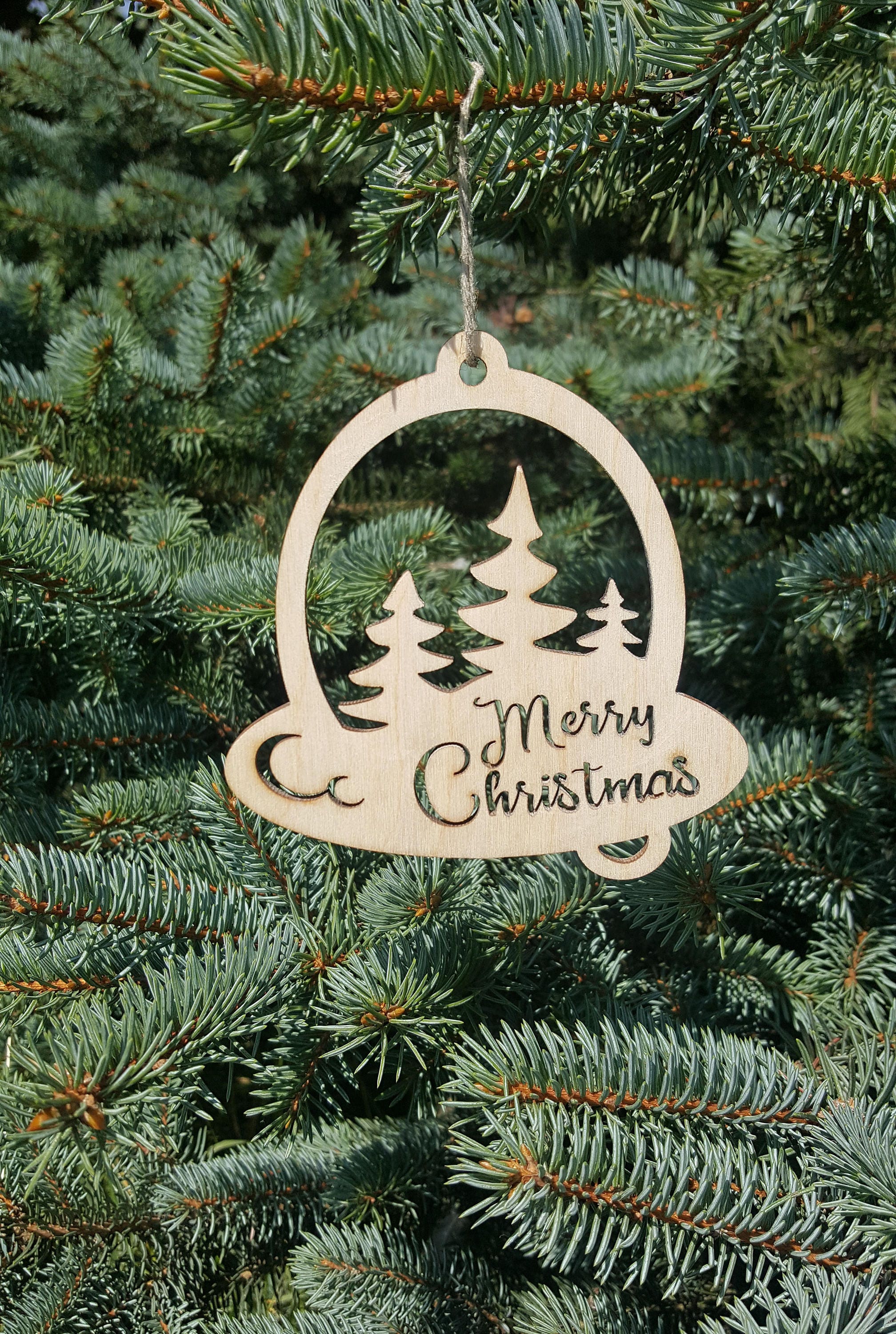 Christmas Tree Snowflakes Wood Rustic Ornament Set Laser Cut Xmas Decorations Wooden Natural Holiday Home Decor Big Wooden set of 32 or 48