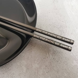 Personalized Chopsticks: Engraved Stainless Steel, Asian Food Gift Set