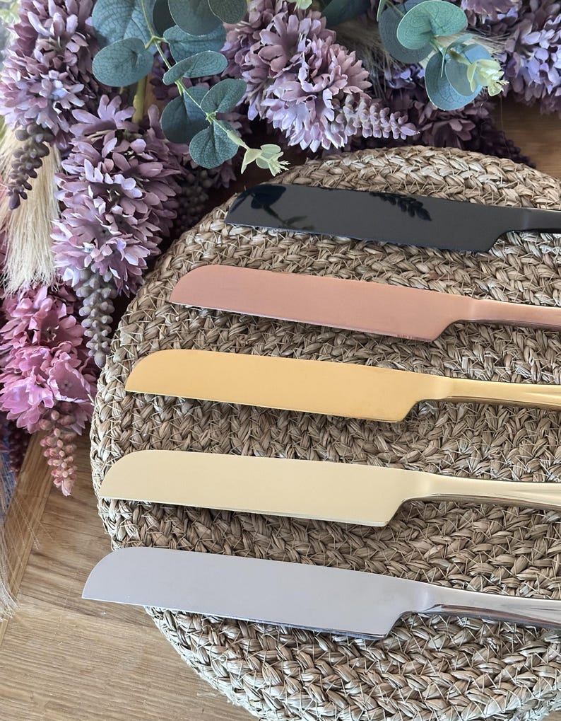 Personalized Wedding Cake Knife, Server & Forks Set: Custom Engraved Gold Cake Cutting Set, Engraved Wedding Gift for the Couple zdjęcie 12