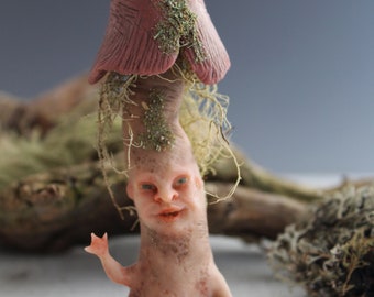 OOAK art doll, honey mushroom of the magical forest, fantasy creature