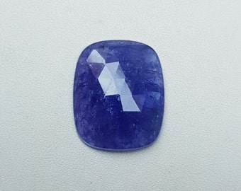 Tanzanite Cushion Shape, Natural Tanzanite Rose cut flat back stone, Top Quality Tanzanite Faceted Loose Gemstone Size 16x19x5 mm