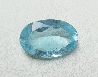 Santa Maria Aquamarine Faceted Loose Gemstone for Jewelry Setting, Blue Aquamarine Faceted Oval Shape Semi Precious Stones