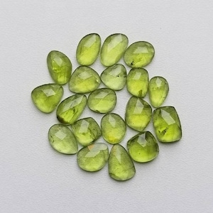19 Pcs Top Quality Peridot Rose cut Cabochon Flat back Gemstone Natural Peridot Rose cut Gemstone   Outstanding Peridot Faceted Gemstone