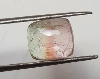 6.10 CTS Top Quality Watermelon Tourmaline Cabochon   Natural Bi color Tourmaline Cabochon   Loose Tourmaline Cabochon Cushion Shape 10x11mm