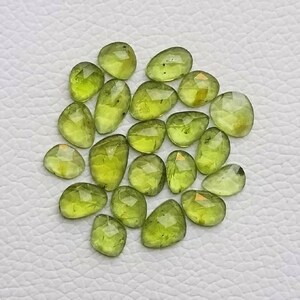 21 Pcs Natural Peridot Rose cut Flat back Gemstone  Outstanding Peridot Rose cut Lot  Semi Precious Rose cut Flat back Gemstones