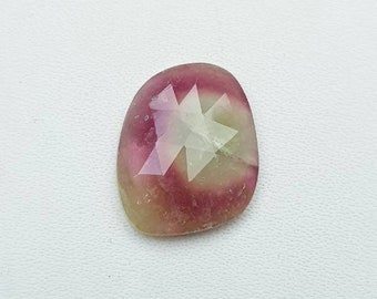 Outstanding Watermelon Tourmaline Rose cut Loose Gemstone, Natural Bi color Tourmaline Faceted  Outstanding Tourmaline Slice Semi Precious