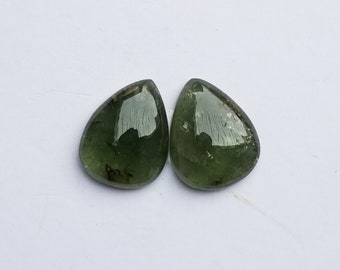 Natural Tourmaline Cabochon Matching Pair Loose Gemstone for Earrings-Semi Precious Cabochon Matching Pairs-Outstanding Tourmaline Cabochon