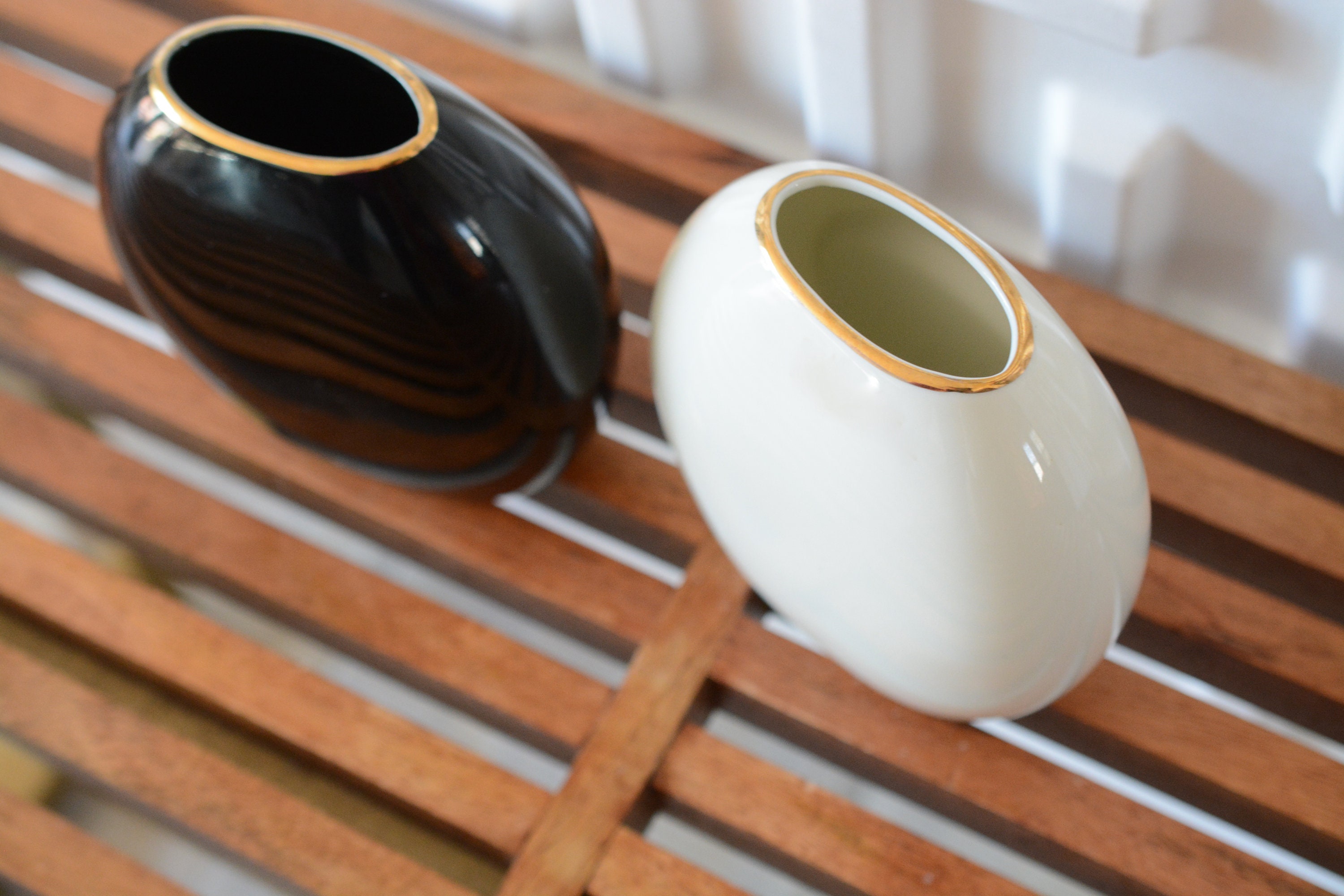 Japanese Chokin Vases Pair Eiwa Japan Porcelain Gold Etsy