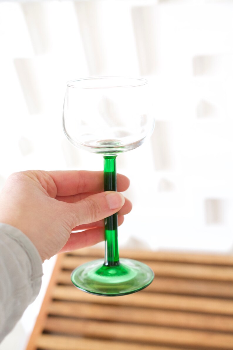 Luminarc Green Stemmed Cordial Glasses Set of Five Vintage Etsy