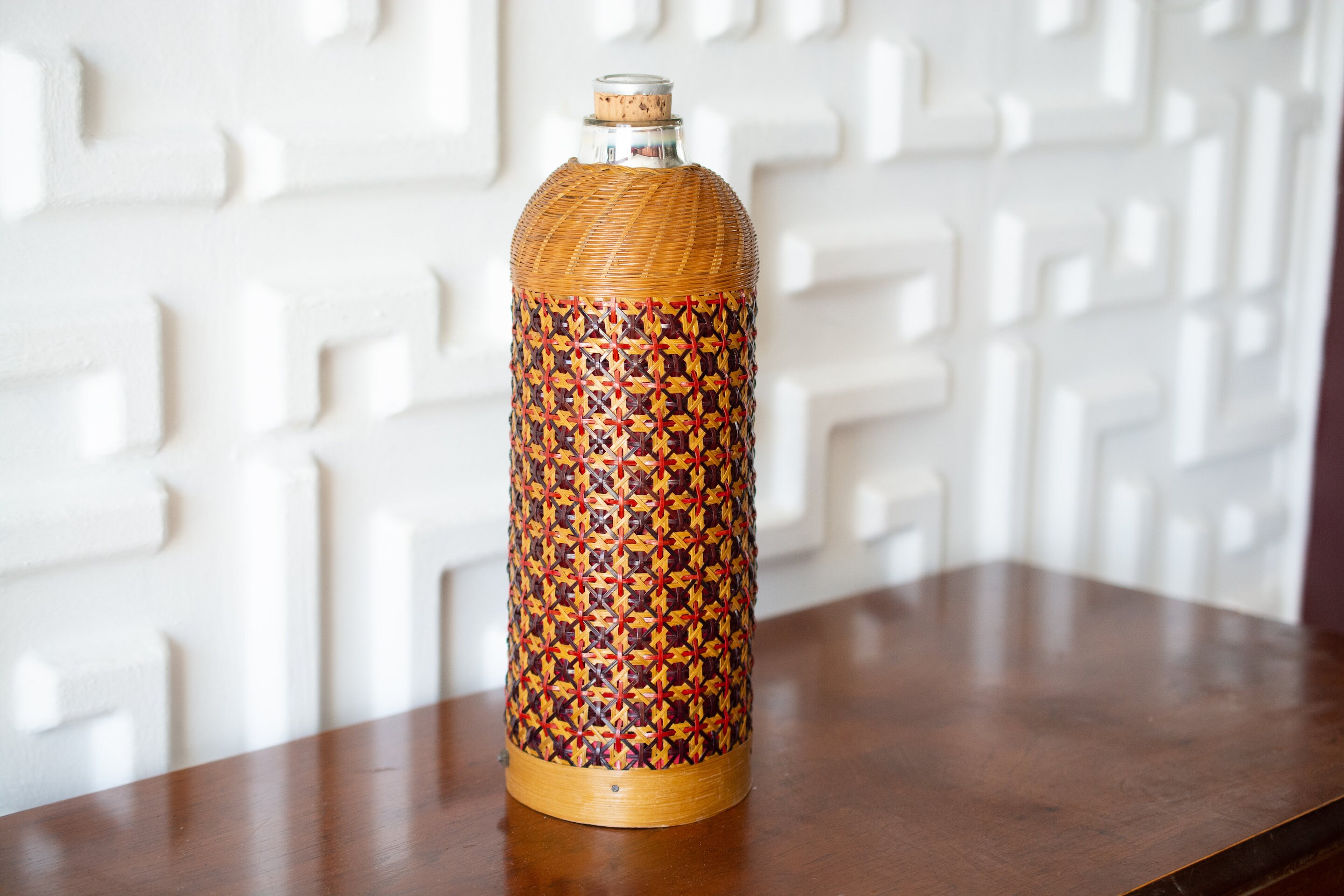 Kitchen & Dining Vintage Decanter Bottle mercury glass Cane wrapped Drink & Barware Home