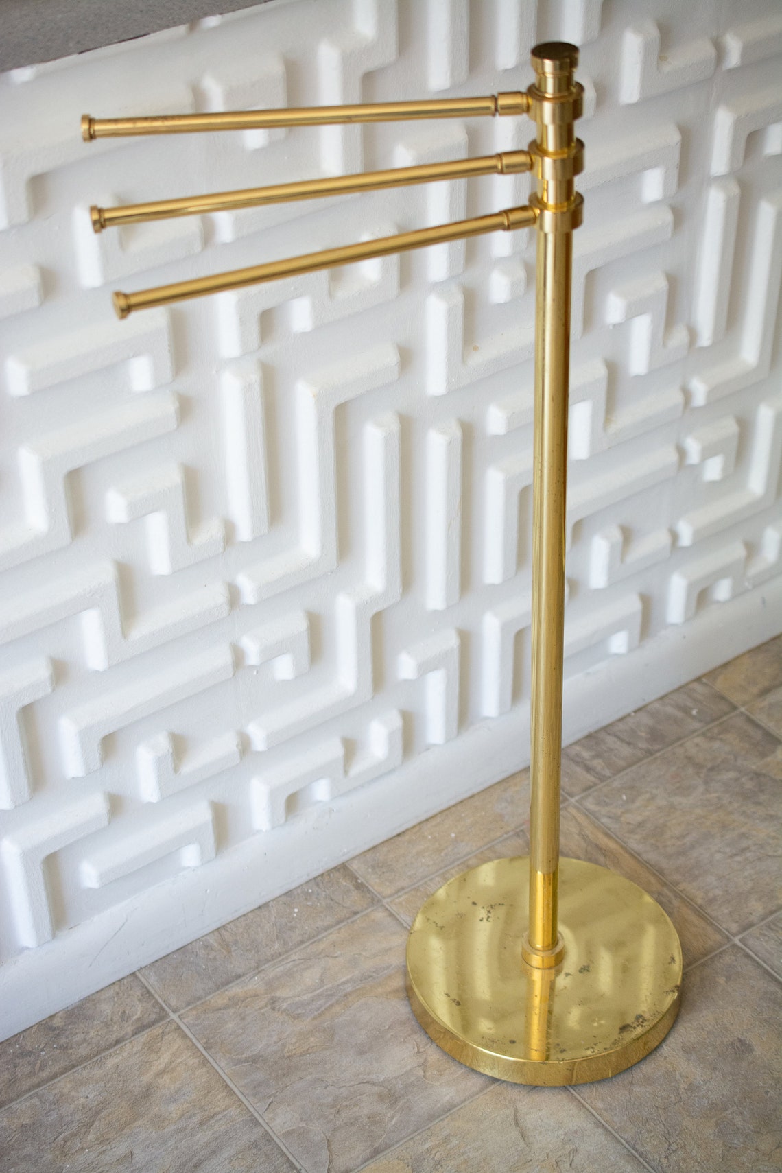 Brass Standing Towel Holder Rack vintage midcentury Etsy