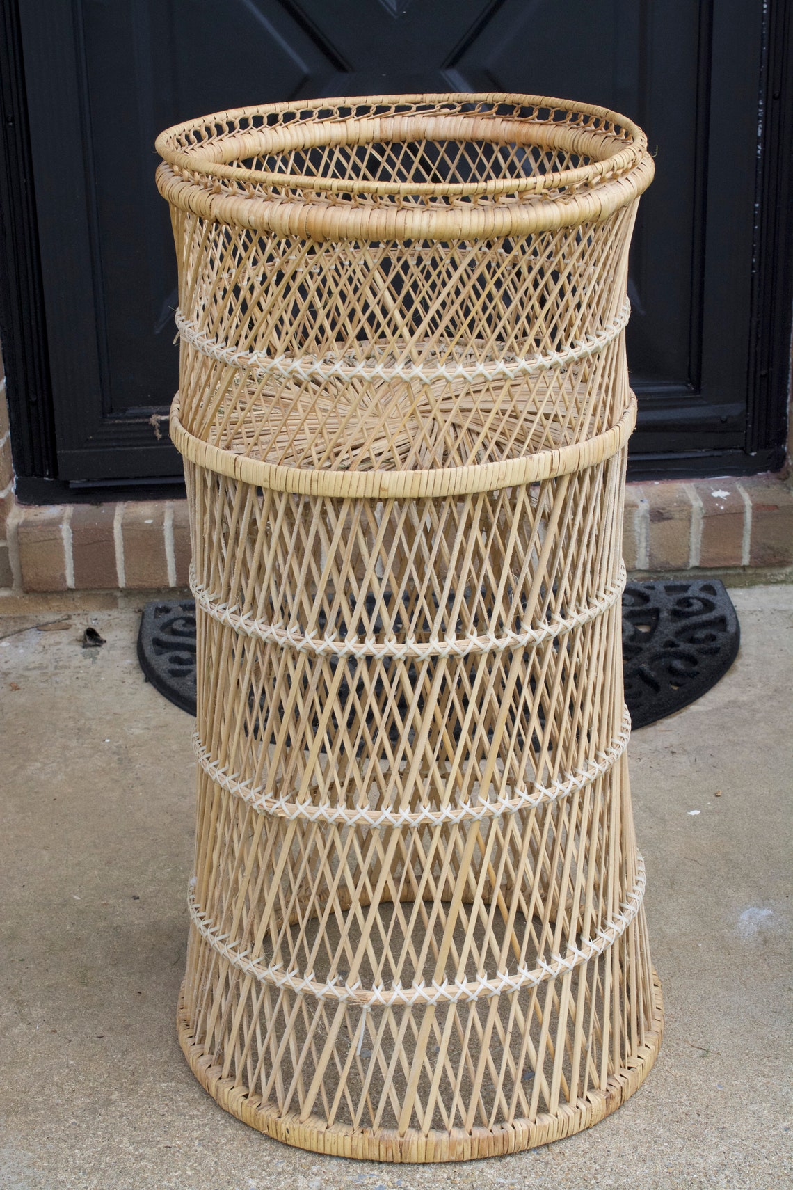 Tall Wicker Plant Stand vintage 1970s large plant holder Etsy