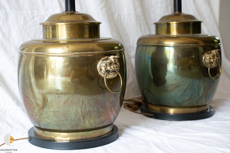 Brass Ginger Jar lamp large hollywood regency polished Etsy