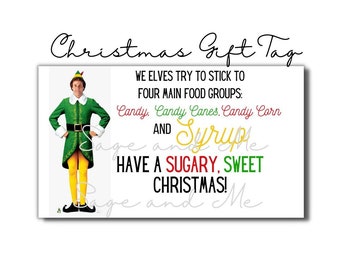 Syrup Christmas Gift Tag, Neighbor Gift, Friend Gift, Sugar gift, Elf Gift