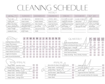 Cleaning Schedule | Daily | Weekly | Monthly | Minimal | Printable ...