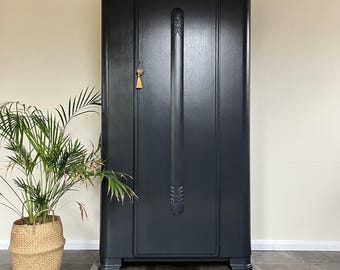 COMING SOON***Painted 1940's Mid Century CC41 Lebus Gentleman's Armoire/Wardrobe; Farrow and Ball Off Black