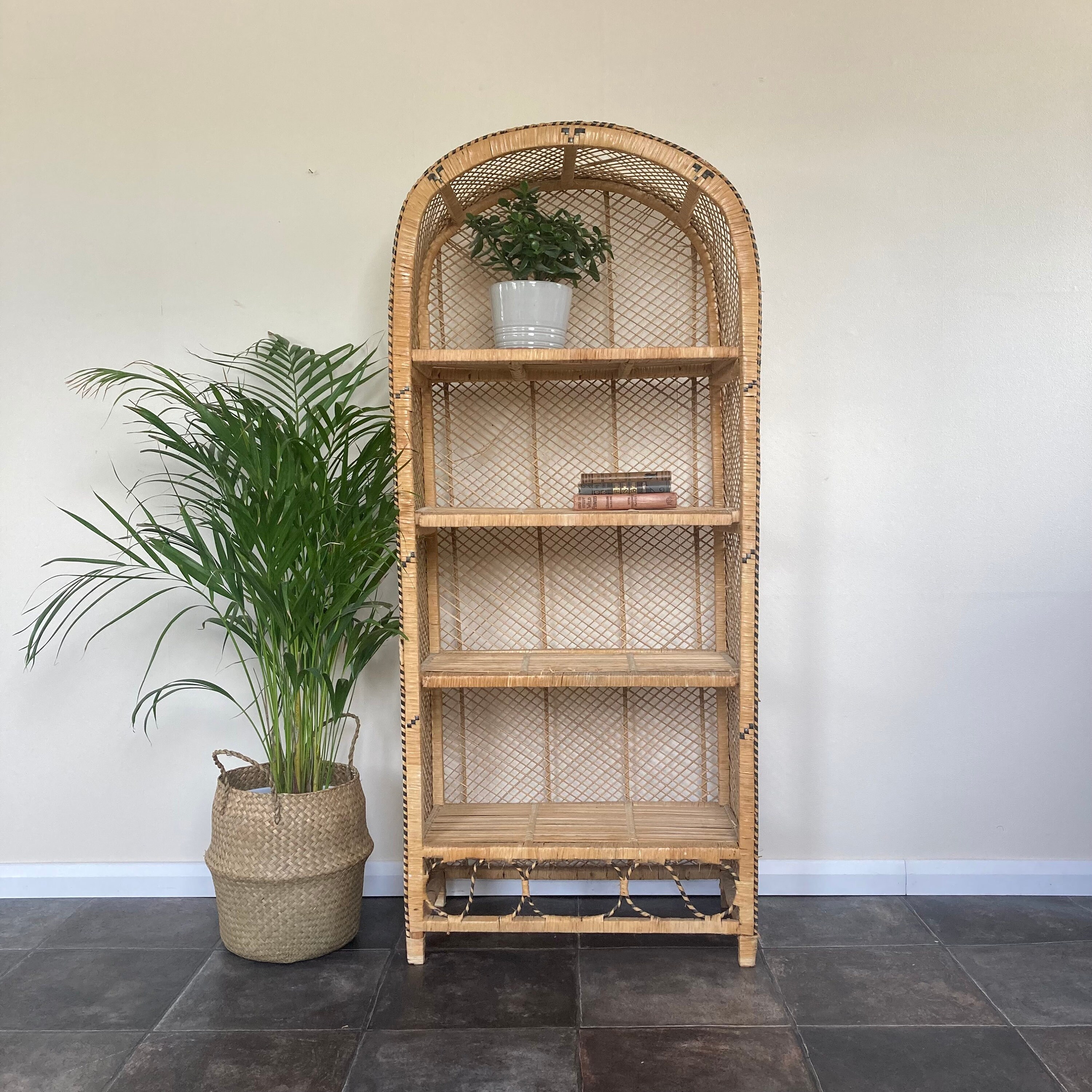 Mid Century Vintage Wicker Cane Shelves / Wicker Shelving Unit Etsy