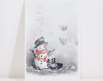 My Winter Friend | Art Print | Greeting Card | Friendship | Snowman | Christmas | Gift | PinoArtGallery