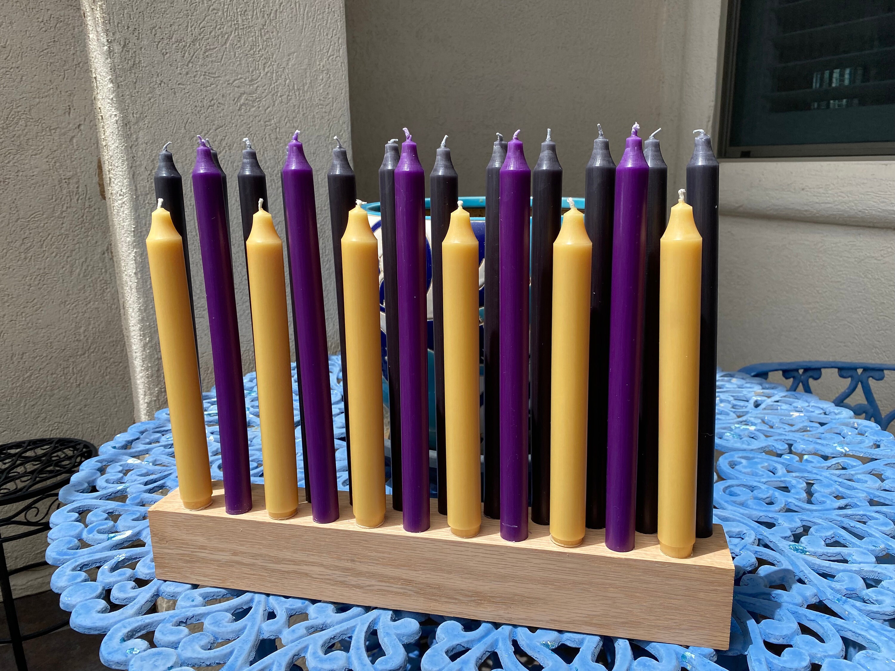 Wood Block Birthday Candle Holder BIG Wood candle holder with 47 holes Taper candle holder Giant