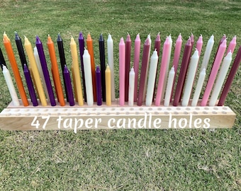 Giant Wood Taper Tall Candle Holder 36 inch / BIG Wood candle holder with up to 47 holes / Taper candle holder / Wood Block Candle Holder