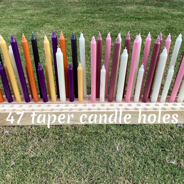 Giant Wood Taper Tall Candle Holder 36 inch / BIG Wood candle holder with up to 47 holes / Taper candle holder / Wood Block Candle Holder