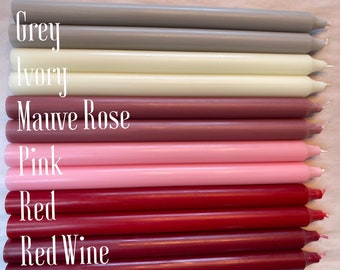 Velas cónicas rojas y rosas que no gotean, mecha de algodón autorecortable, sin humo y sin aroma.