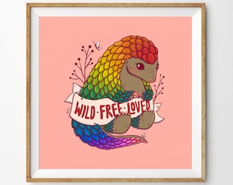 Pangolin Pride Giclee Print (Pink)