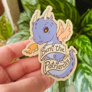 Burn the Patriarchy Dragon Vinyl Sticker image 4