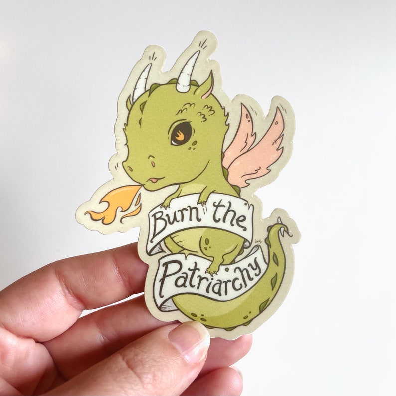 Burn the Patriarchy Dragon Vinyl Sticker image 3