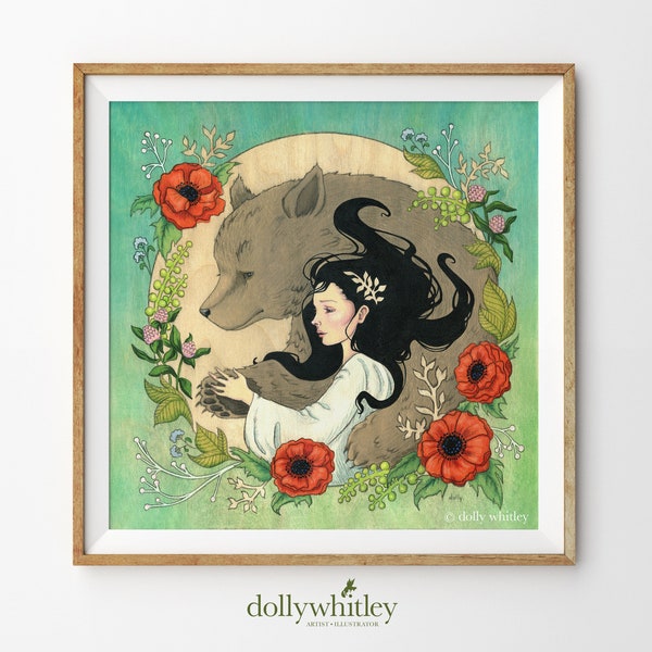 Atalanta & Mama Bear, Greek Mythology Giclee Print