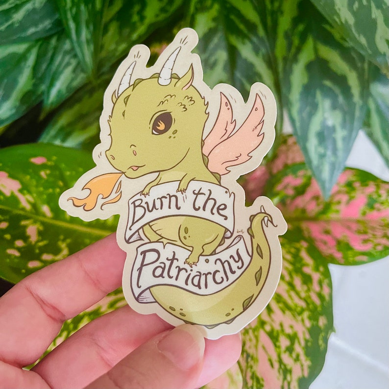 Burn the Patriarchy Dragon Vinyl Sticker image 5