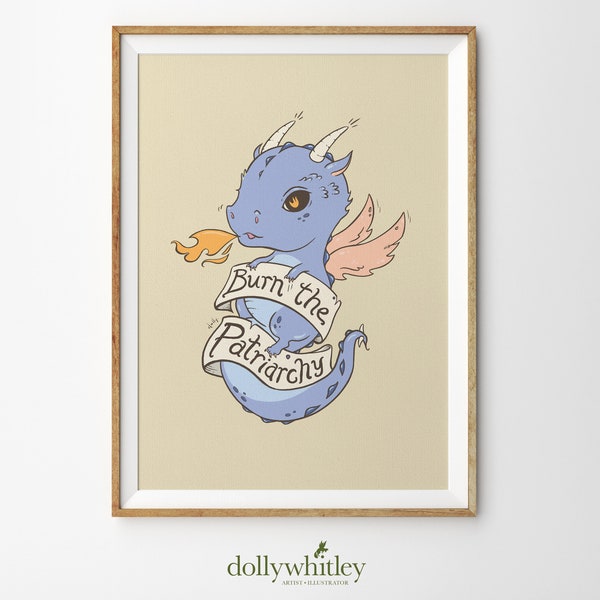 Burn the Patriarchy Dragon Giclee Print (Blue)