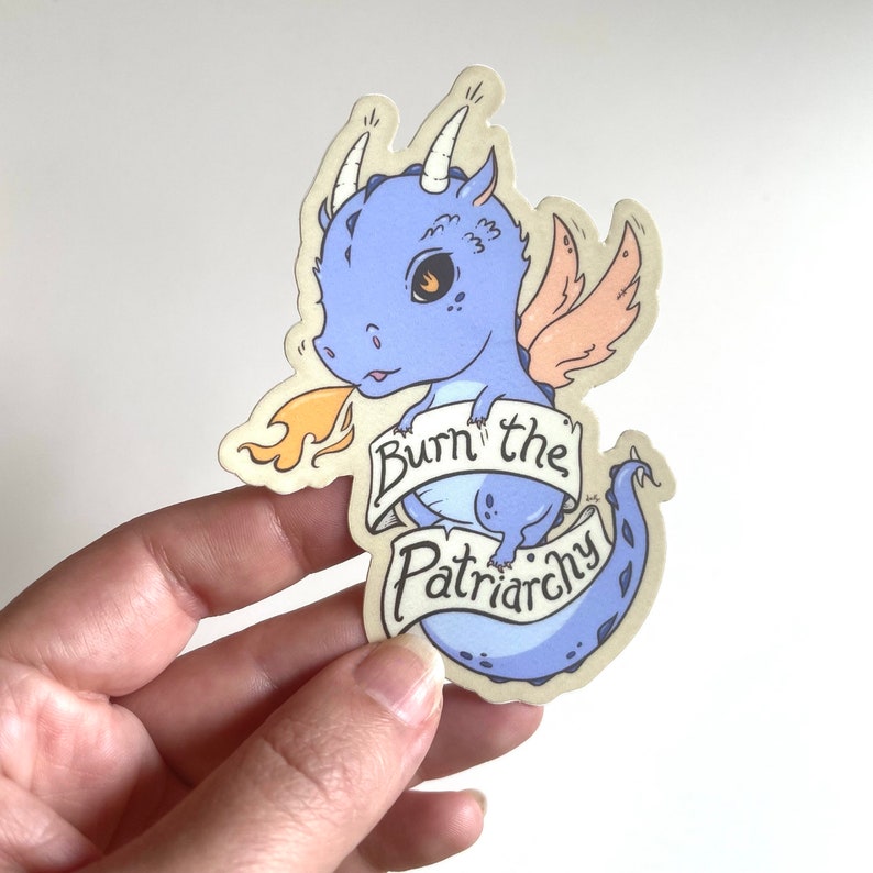 Burn the Patriarchy Dragon Vinyl Sticker image 2