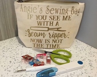 Bolsa de accesorios de costura personalizada: Estuche de lona con cremallera