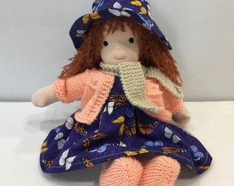 Handmade Waldorf Doll: 13" Cotton Rag Doll with Hand-Sewn Clothes
