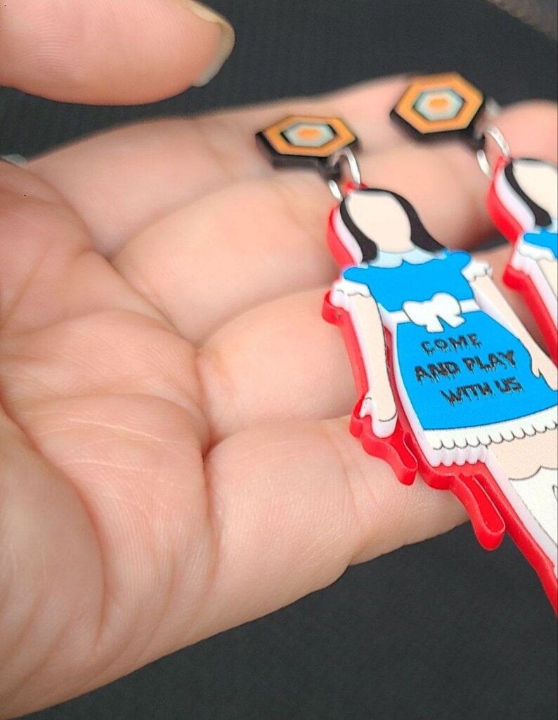 Holiday The Shining Stanley Kubrick Christmas Sisters Earrings Nicholson Stephen King Nostalgia Acrylic Horror Overlook Hotel