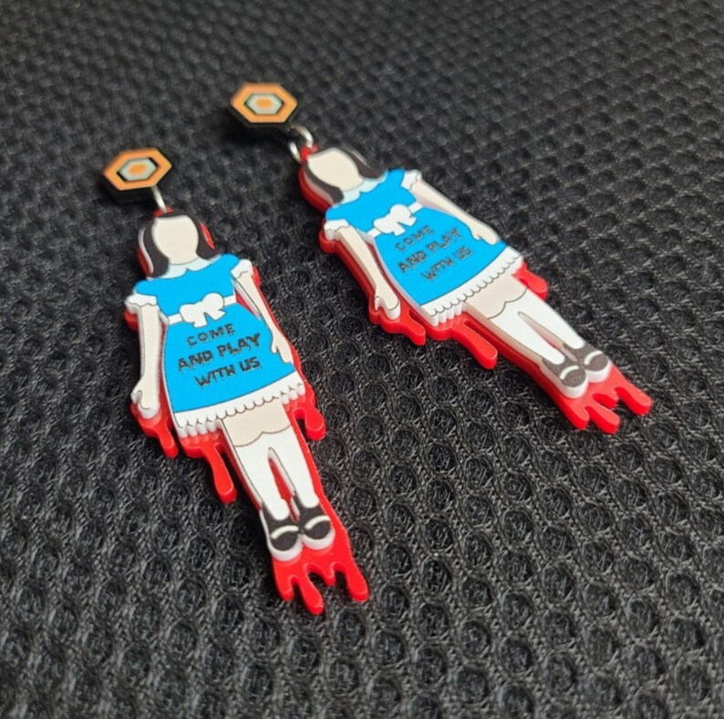 Holiday The Shining Stanley Kubrick Christmas Sisters Earrings Nicholson Stephen King Nostalgia Acrylic Horror Overlook Hotel