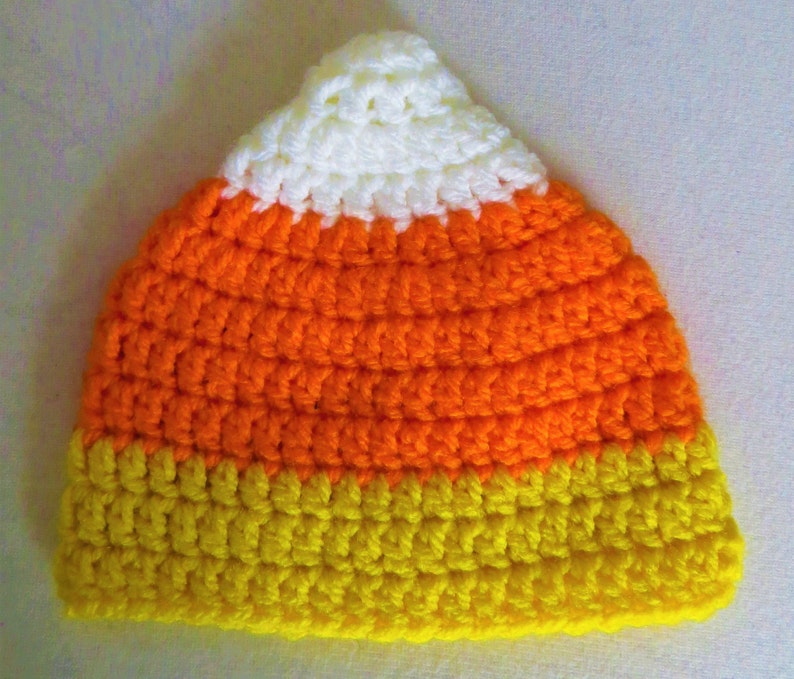 Baby Newborn Toddler Candy Corn Crochet Hat Halloween Fall Photo Prop Costume 0-3 3-6 6-12 Months