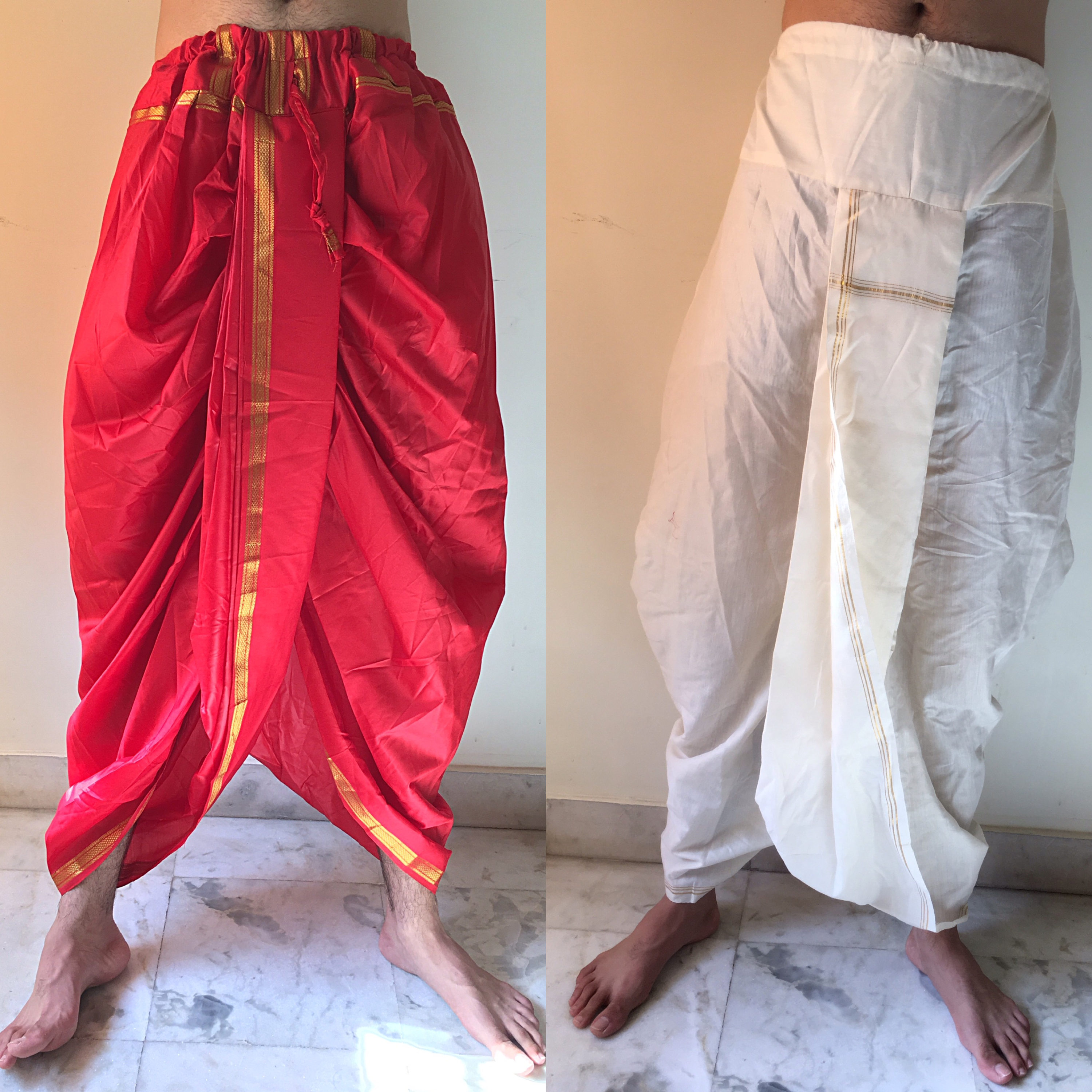 Isha's signature. Ready to wear Unisex Dhoti Pants(Off - White) /  Panchakacham. | eBay