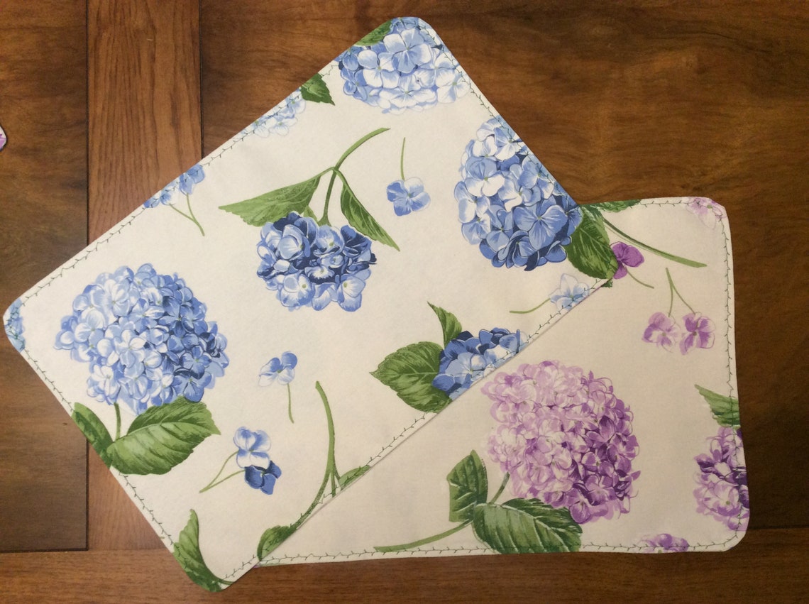 Set of 4 Placemats Hydrangea Flowers Handmade Tabletop Etsy Denmark