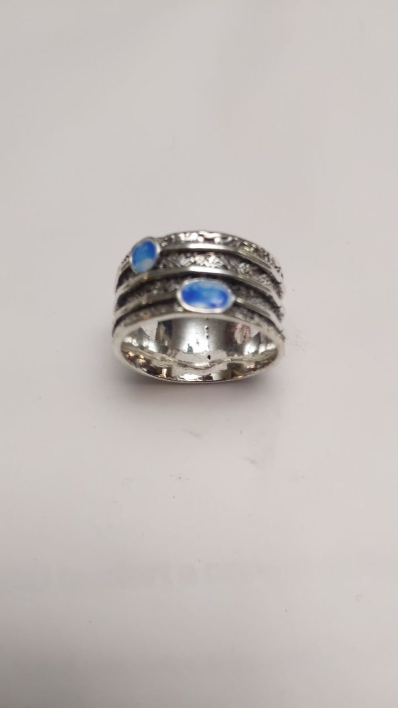 Simple Medieval Style ring Christmas Wedding simple rings Women rings Jewelry Gifts Silver Ring Round Cut Moonstone Ring
