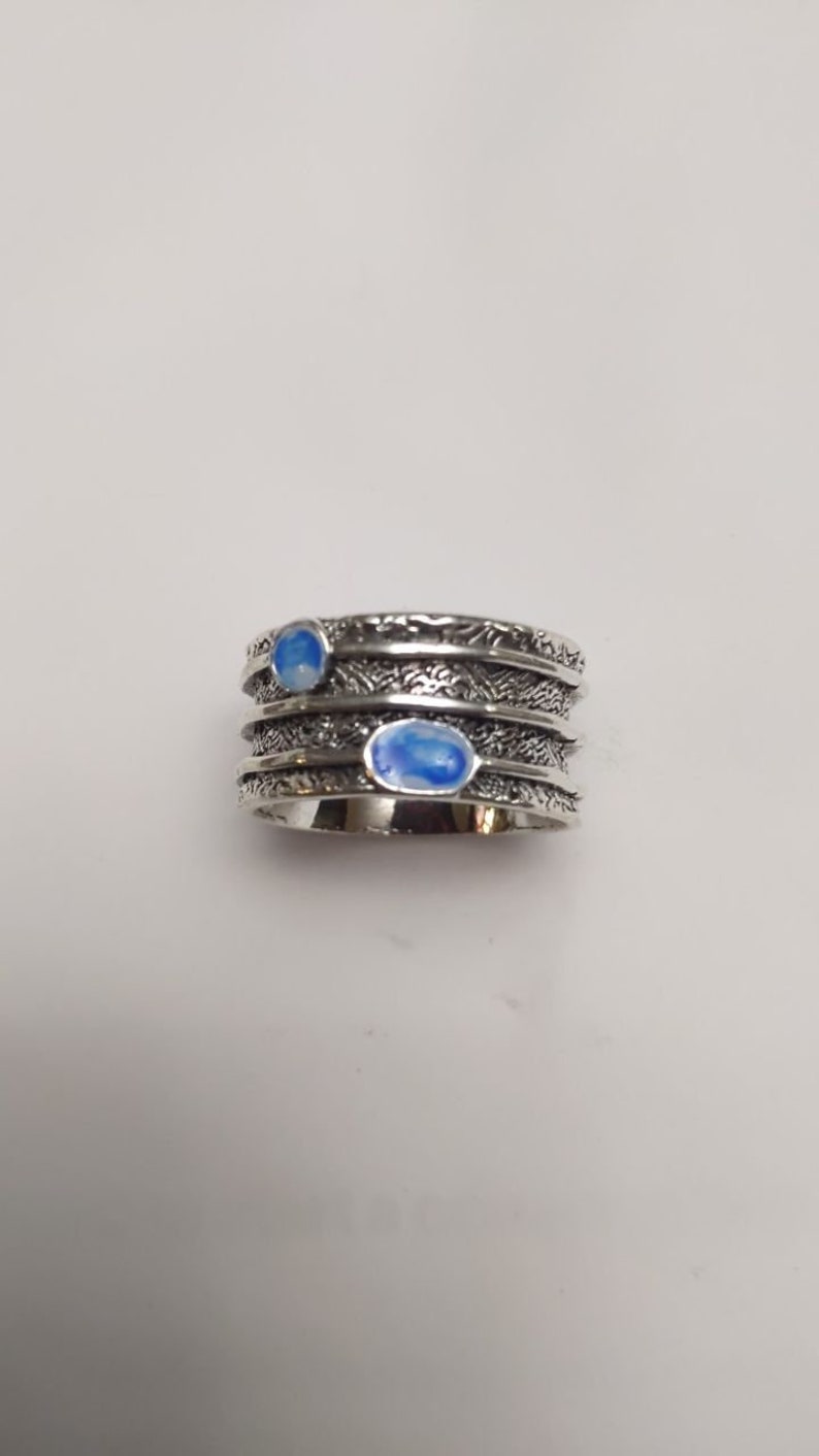 Simple Medieval Style ring Christmas Wedding simple rings Women rings Jewelry Gifts Silver Ring Round Cut Moonstone Ring