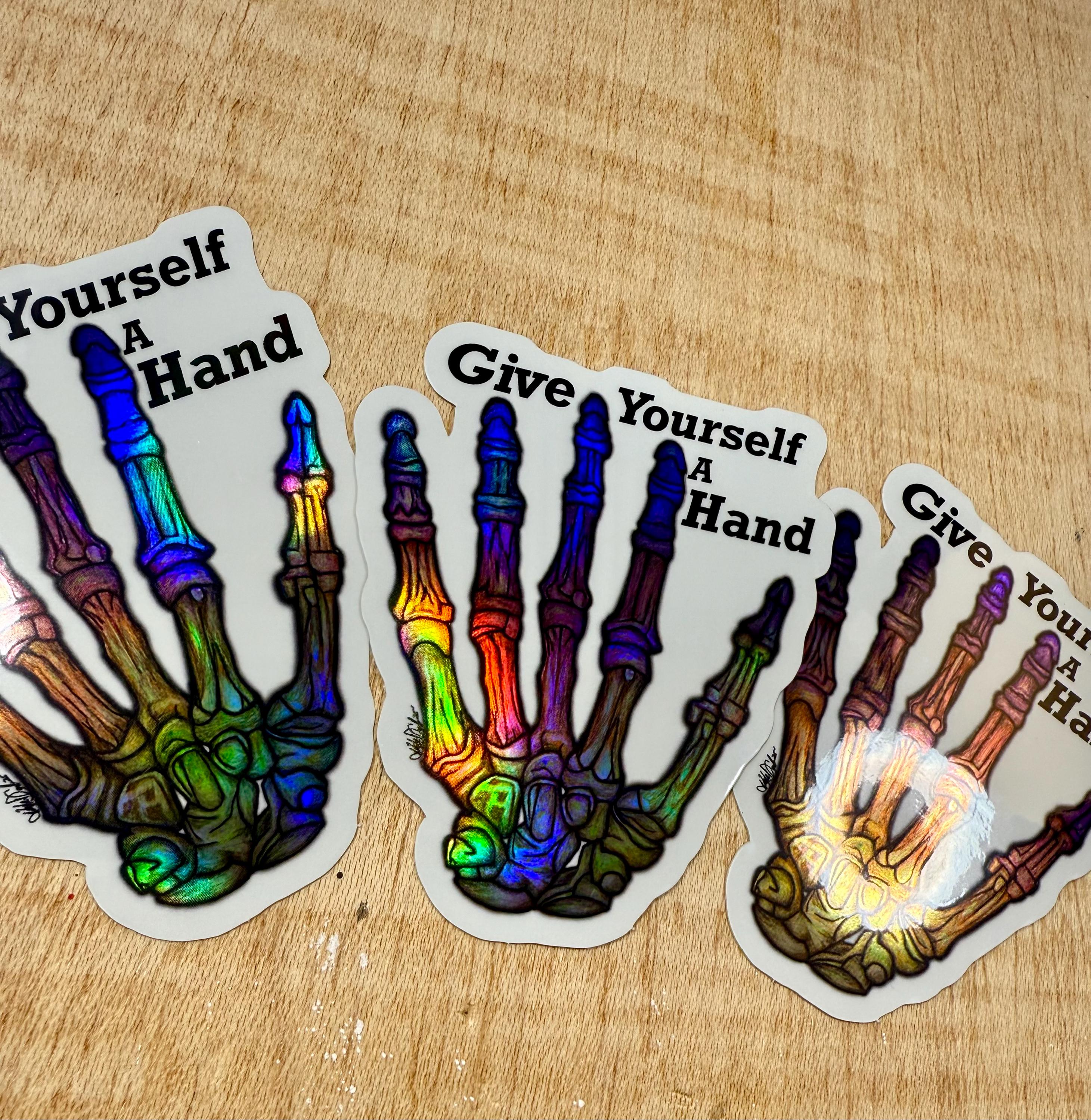 Large Hand Sticker Anatomy Sticker Vinyl -anatomical Holographc Handdrawn Hand Positivity ...