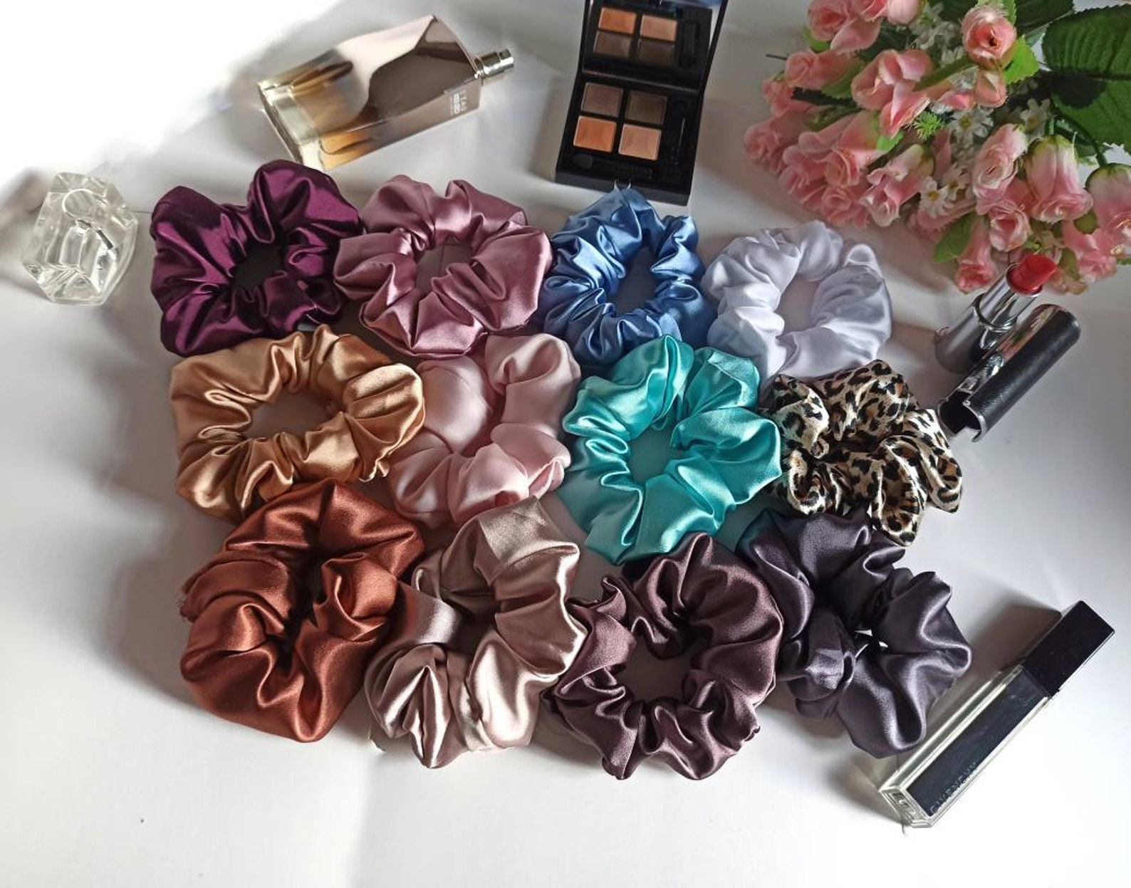 Set of 12 silksatin hair scrunchies Large scrunchies for Etsy