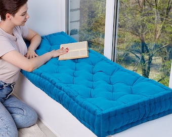 Französisches Bodenkissen Couch, Bodenkissen, getuftetes Boden-Sitzkissen, Bankkissen, Samt-Leseeckenkissen, großes Bodenkissen