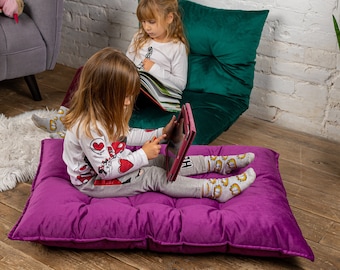 子供用のカスタムサイズのフロアクッション、大小のフロアシート枕、ベルベットシートクッション、読書コーナークッション