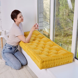 Tufted floor seating cushion, floor pillow, velvet floor couch, floor sofa, bench cushion, custom pillow, french cushion, sofa cushion