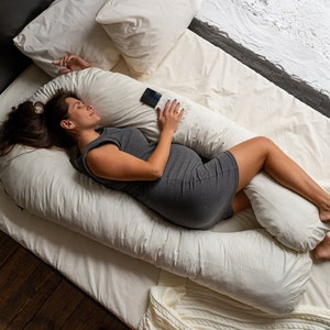 U shape Pregnancy pillow and cotton cover with phone pocket, maternity support pillow, full body pillow for pregnant, cushion for pregnant